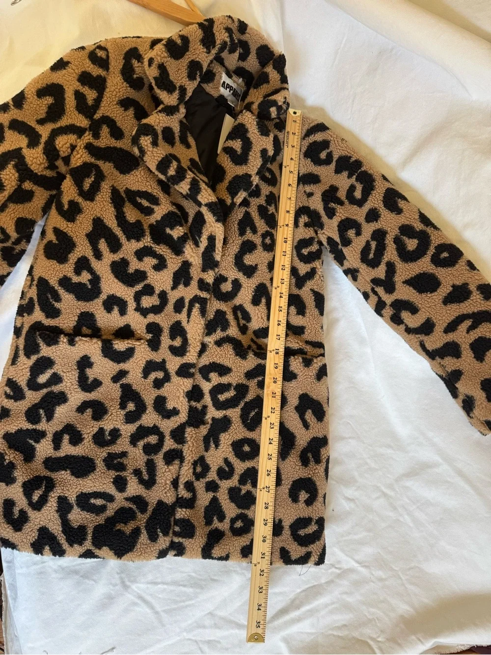 Apparis Leopard Print Teddy Faux Shearling Coat - Tan & Black - Picture 5 of 8